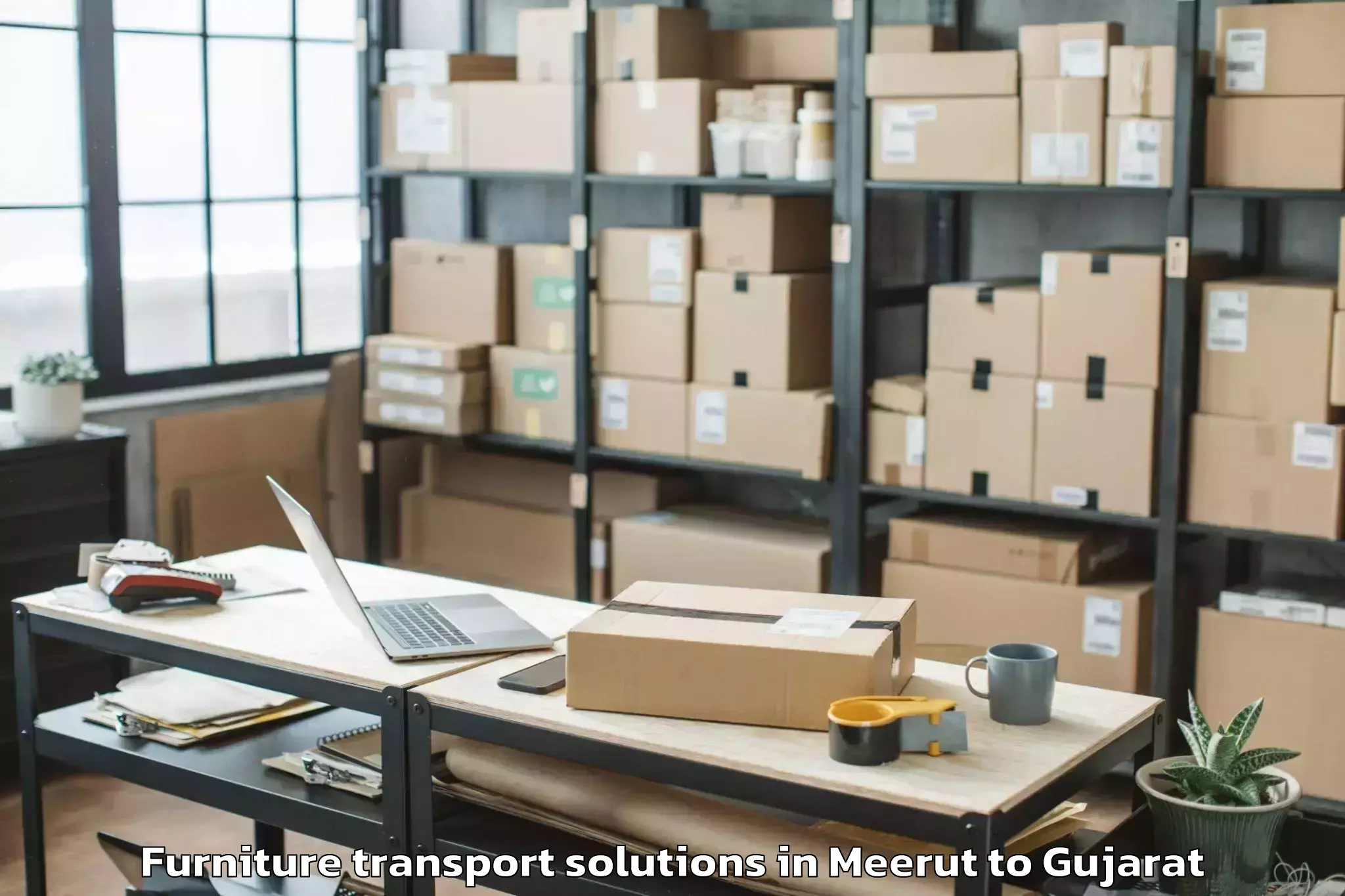 Book Meerut to Lavad Furniture Transport Solutions Online